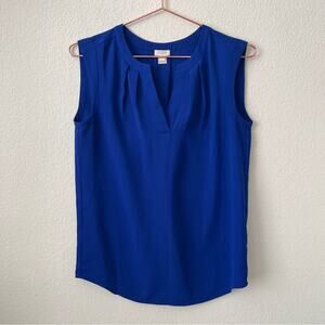 J Crew Factory Drapey Tank Top Brunswick Blue royal blue notch V-neck G7551
